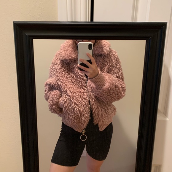 Zara Jackets & Coats Zara Taupe Pink Shearling Jacket Poshmark